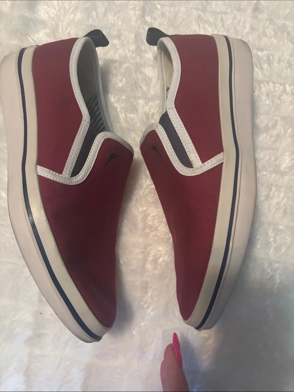 Tommy Bahama Men's Slip-On Loafers in Burgundy with White Trim